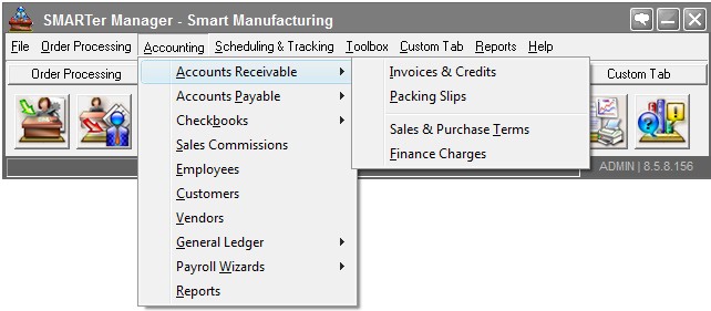 Receivables software for manufacturing