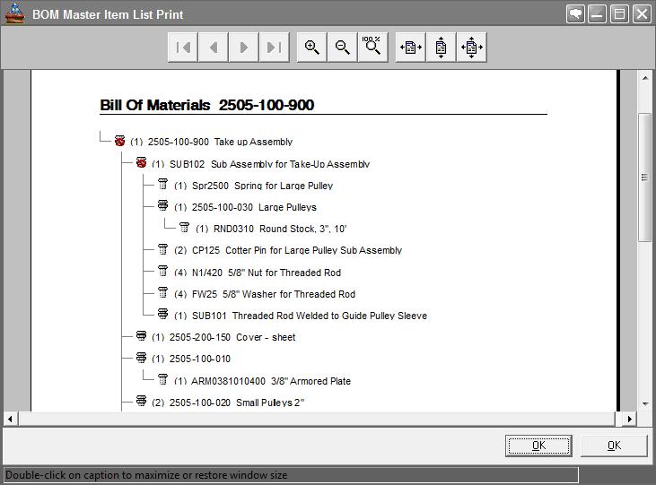 Bill of material software for manufacturing