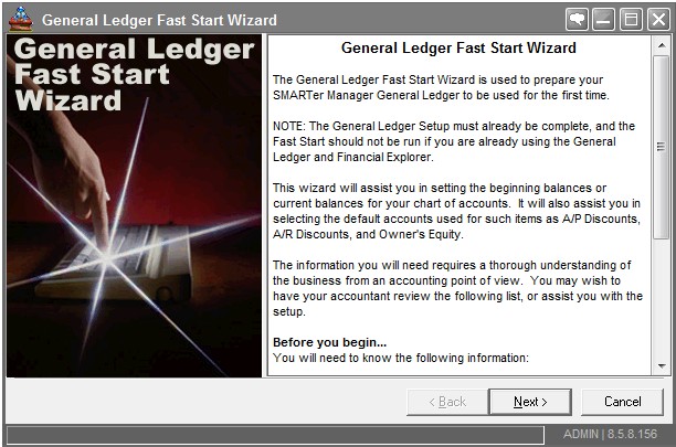 General Ledger Software Wizard