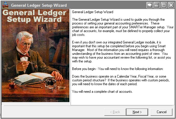 General Ledger Setup Software Wizard