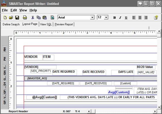manufacturing production reporting - smarter report writer page layout
