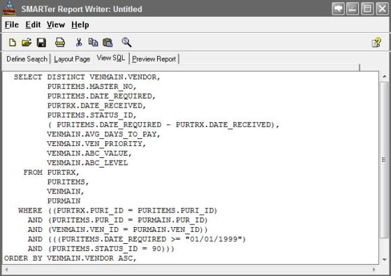 manufacturing production reporting - smarter report writer-sql